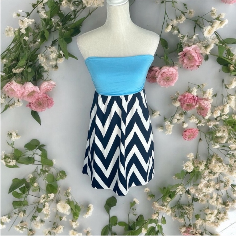 Coveted Clothing Light/Navy Blue Dress